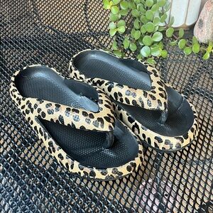 Leopard Print Flip Flops